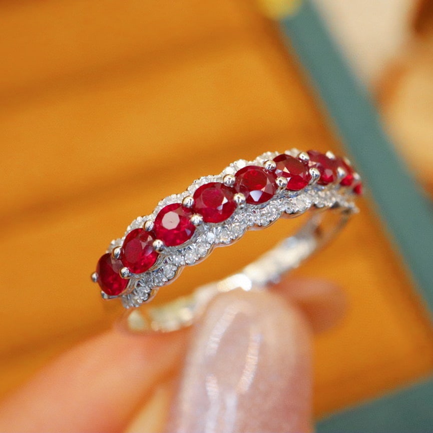 14k Gold 1.03 Ctw Vivid Red Natural Ruby & Diamond Ring - 4