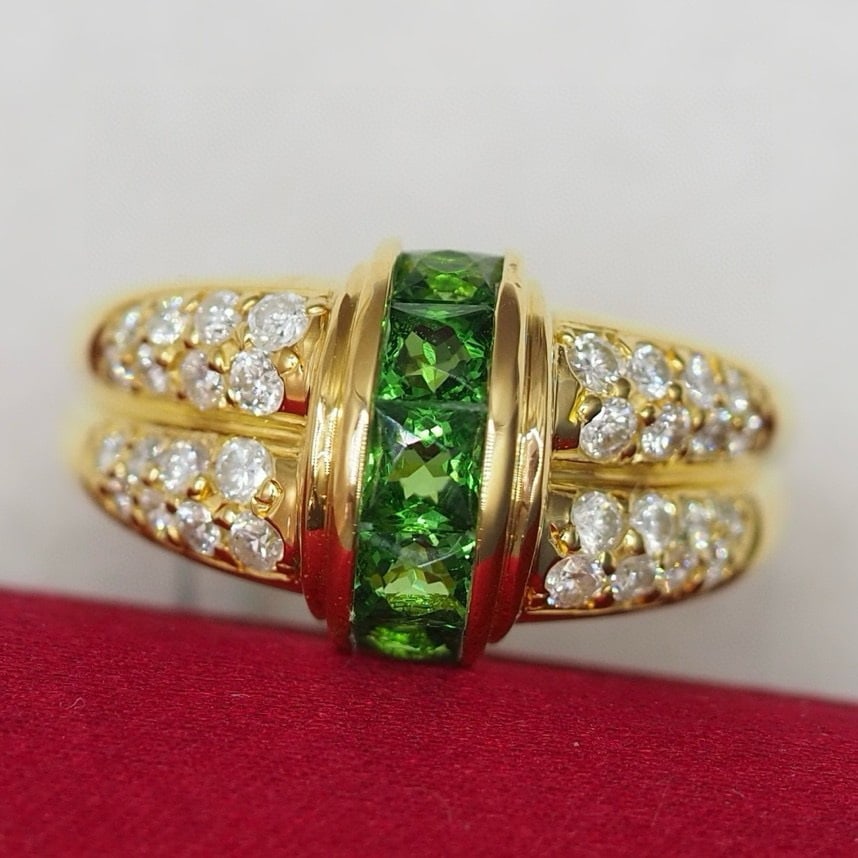 14k Gold 1.52 Ctw Natural Tsavorite & Diamond Ring - 4