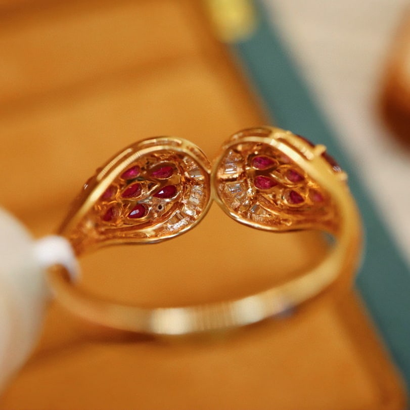 14k Gold 0.95 Ctw Vivid Red Natural Ruby & Diamond Ring - 5