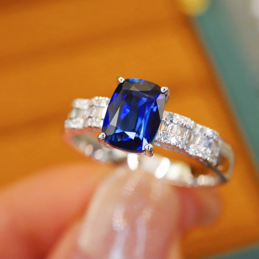 14k Gold 1.38 Ctw Natural Sapphire & Diamond Ring - 2