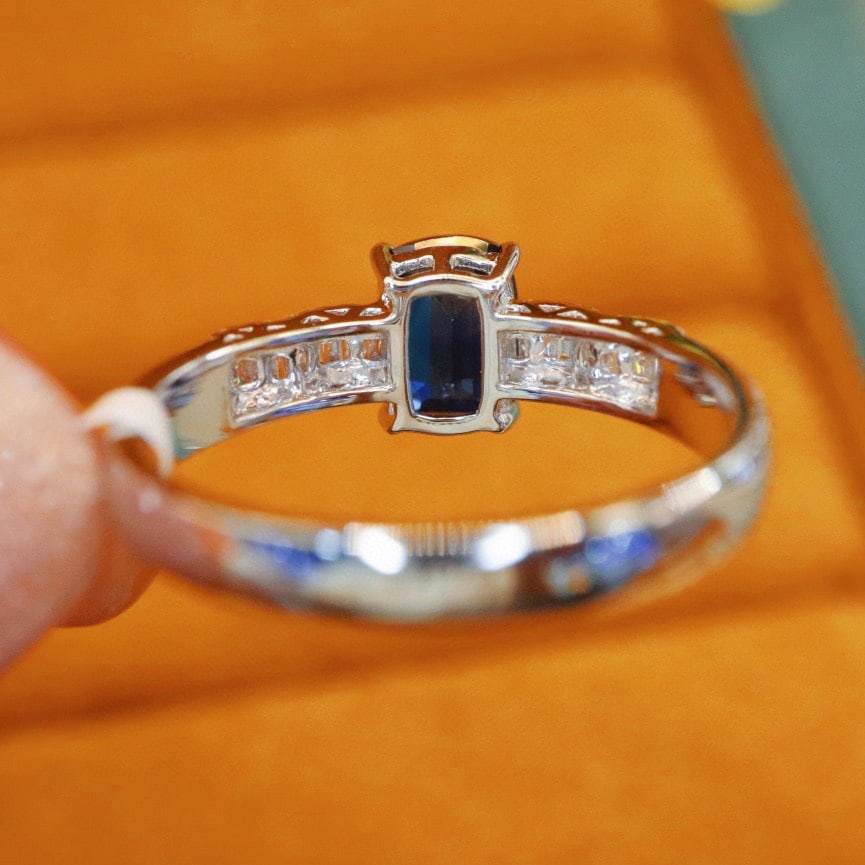 14k Gold 1.38 Ctw Natural Sapphire & Diamond Ring - 4