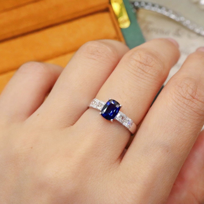 14k Gold 1.38 Ctw Natural Sapphire & Diamond Ring - 5