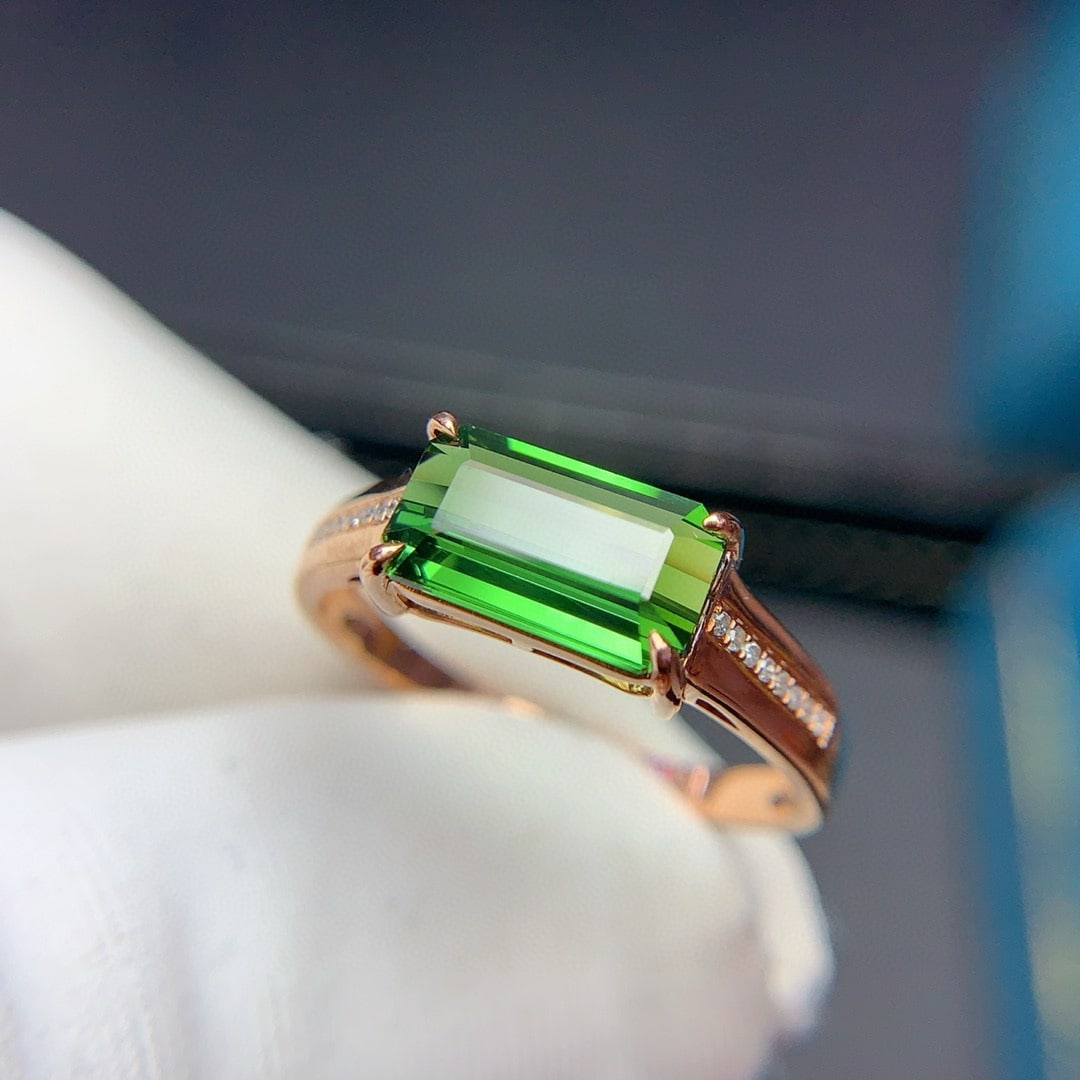 14k Gold 1.9 Ct Natural Tourmaline & Diamond Ring - 6