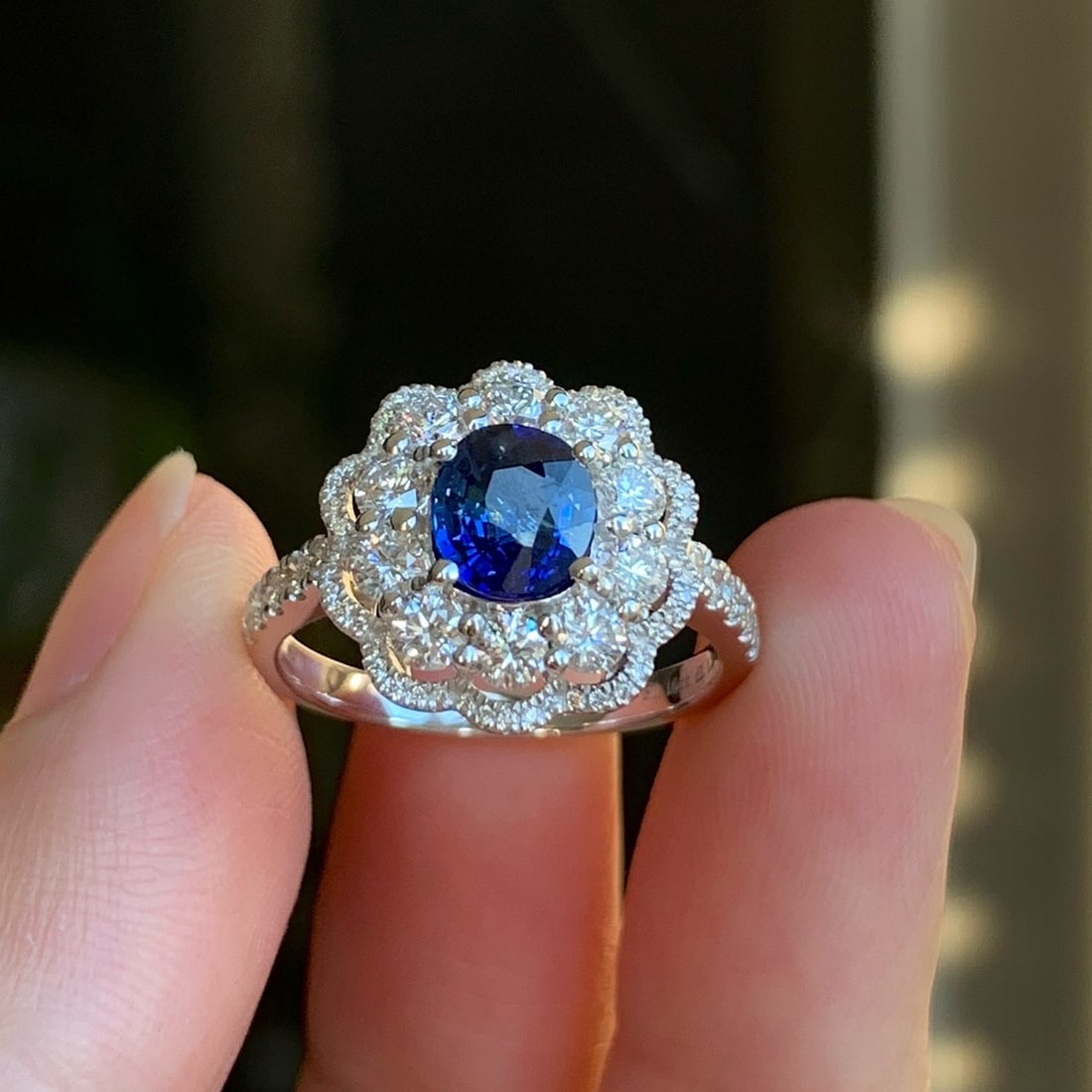 14k Gold 1.16 Ct Natural Sapphire & Diamond Ring - 3