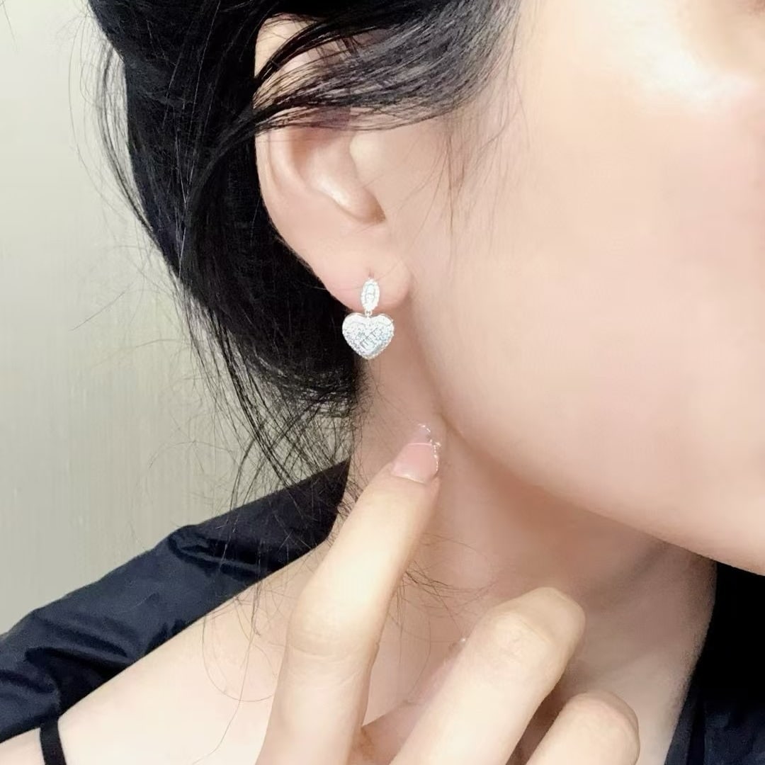 14k Gold 0.9 Ct Natural H Diamond Earrings - 2