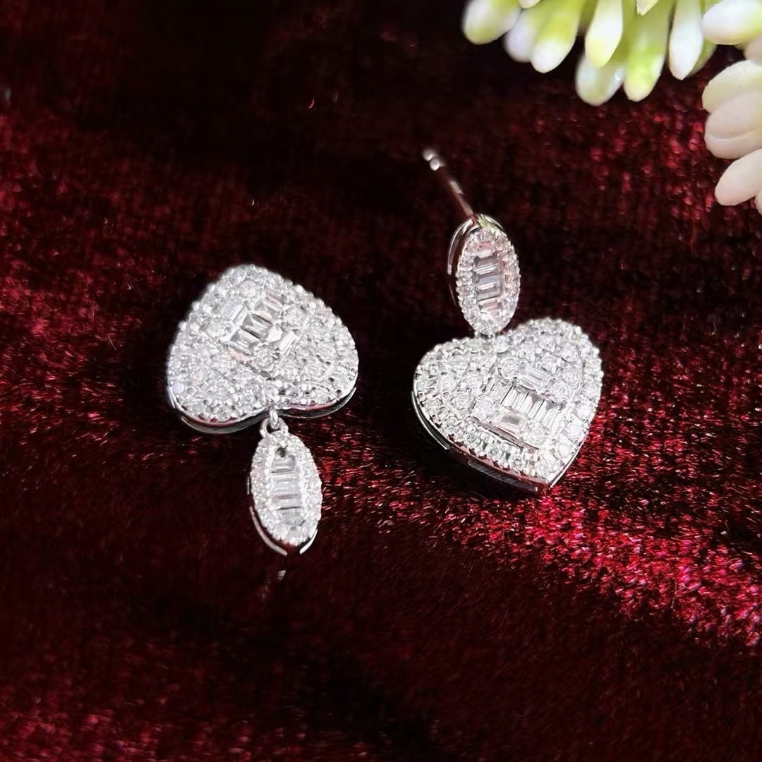 14k Gold 0.9 Ct Natural H Diamond Earrings - 4