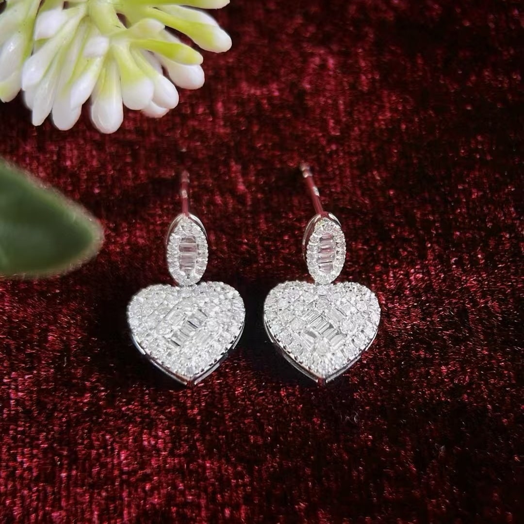 14k Gold 0.9 Ct Natural H Diamond Earrings - 6