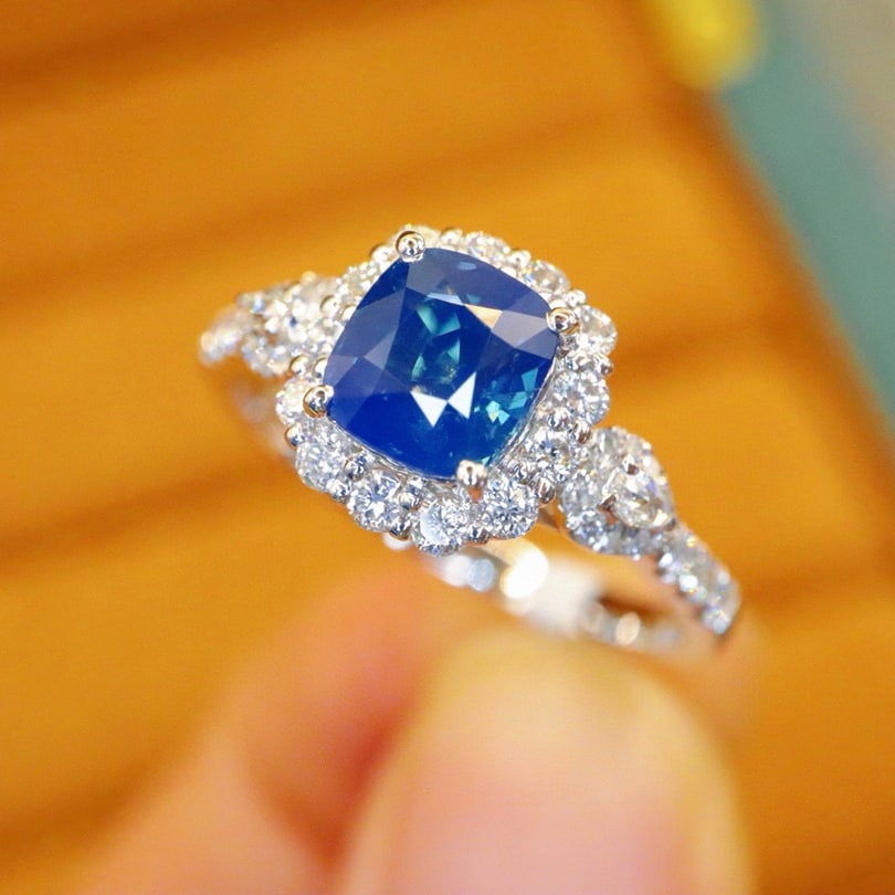 14k Gold 1.59 Ctw Natural Sapphire & Diamond Ring - 3