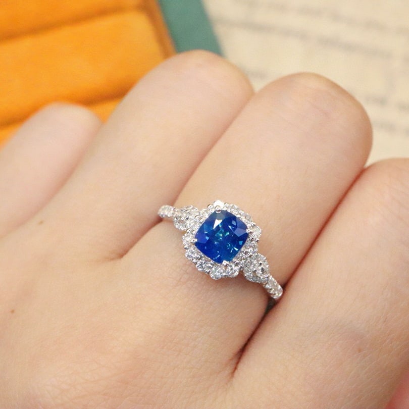 14k Gold 1.59 Ctw Natural Sapphire & Diamond Ring - 5