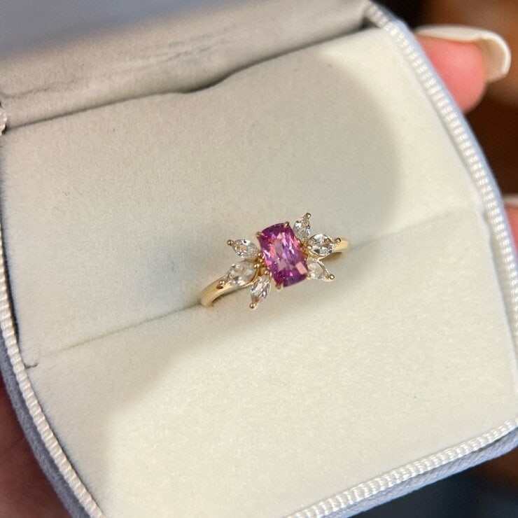 14k Gold 1.63 Ctw Natural Padparadscha Sapphire & Spinel Ring - 3