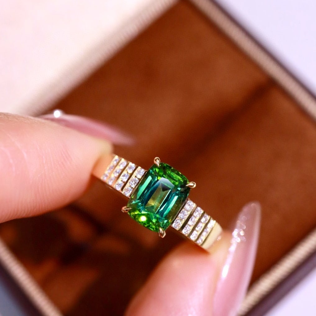 14k Gold 1.74 Ctw Natural Tourmaline & Diamond Ring - 6