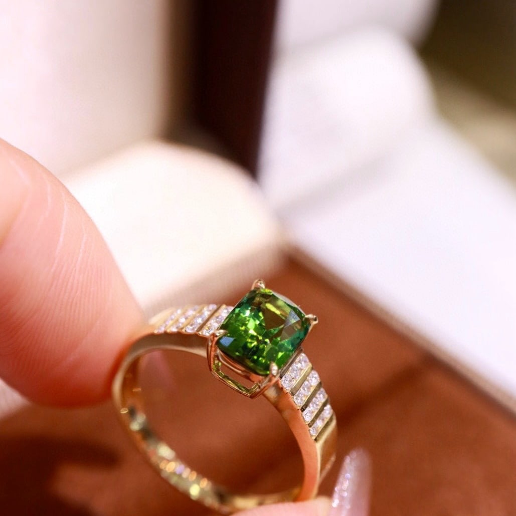 14k Gold 1.74 Ctw Natural Tourmaline & Diamond Ring - 7