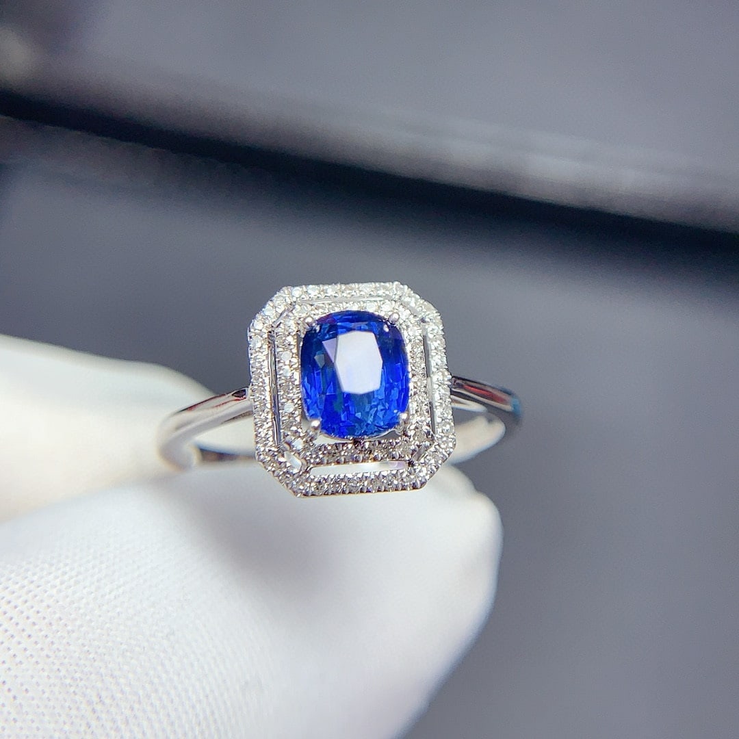 14k Gold 1.09 Ct Natural Sapphire & Diamond Ring - 6