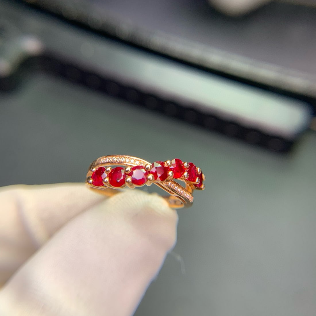 14k Gold 1.34 Ct Natural Ruby & Diamond Ring - 5