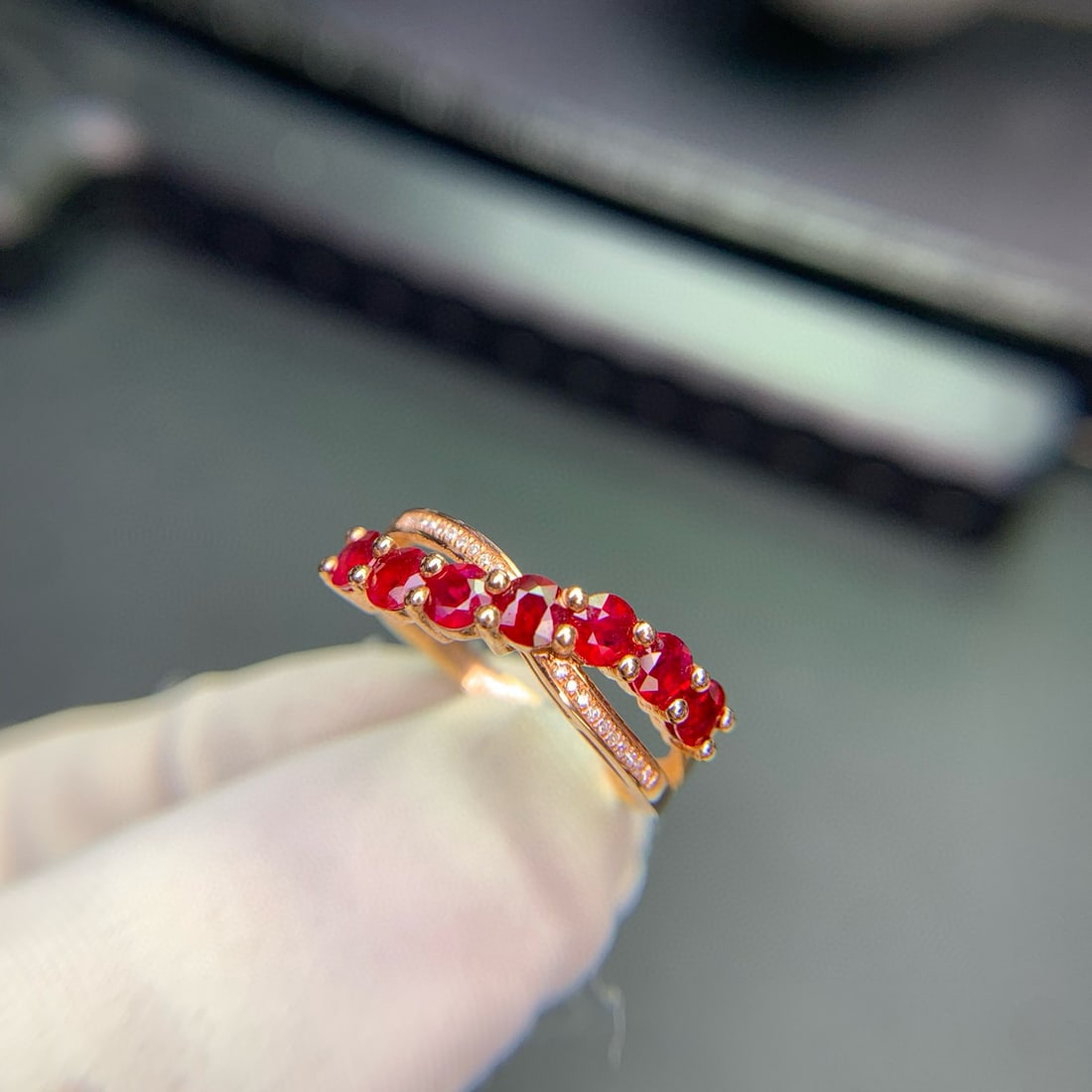 14k Gold 1.34 Ct Natural Ruby & Diamond Ring - 7