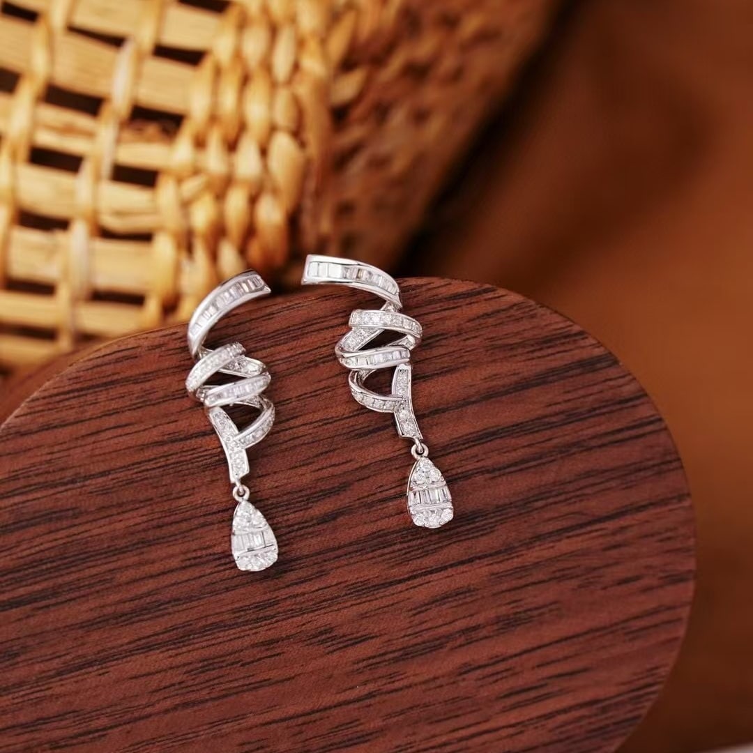 14k Gold 0.6 Ct Natural H Diamond Earrings - 5