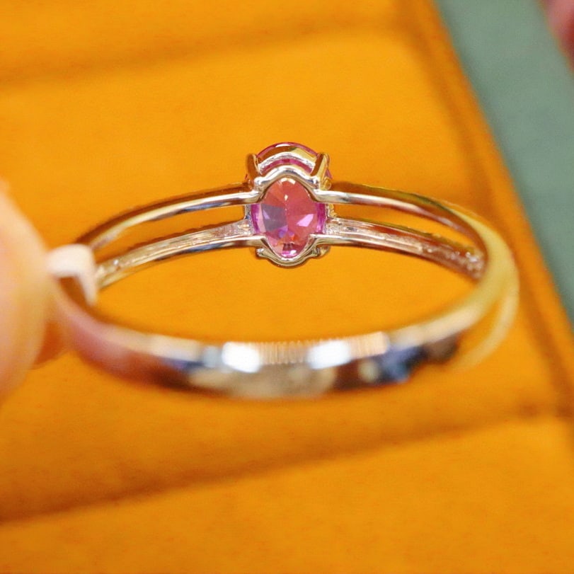 14k Gold 0.78 Ctw Natural Padparadscha Sapphire & Diamond Ring - 4