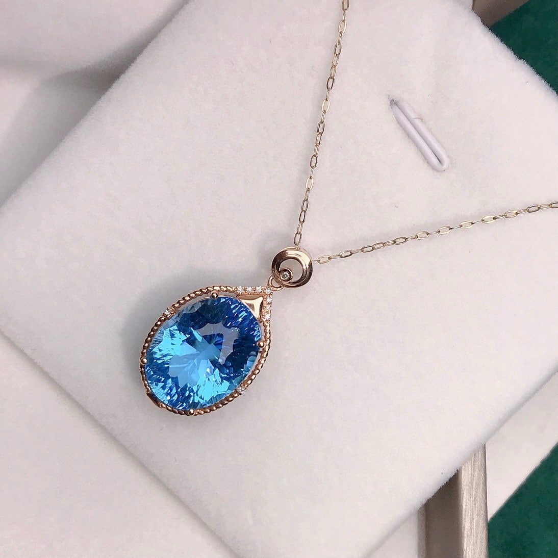 14k Gold 11.98 Ctw Natural Topaz & Diamond Pendant( Without Chain ) - 2