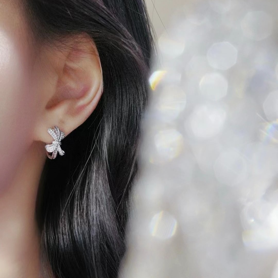 14k Gold 0.56 Ct Natural H Diamond Earrings - 5