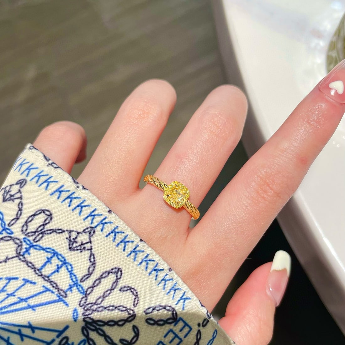 14k Gold 0.57 Ctw Natural Yellow Diamond & Yellow Diamond Ring - 4