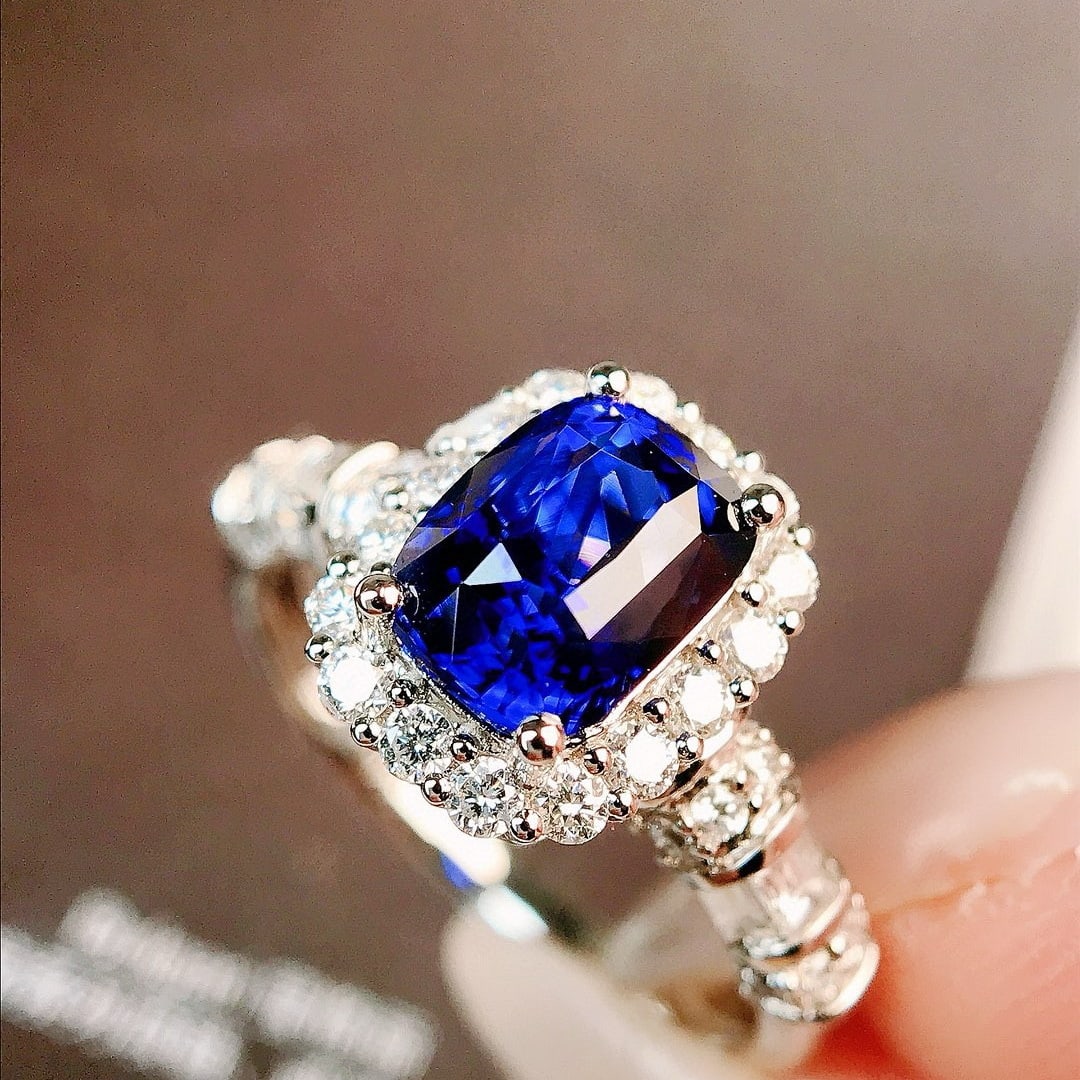 14k Gold 2.97 Ctw Natural Sapphire & Diamond Ring - 2