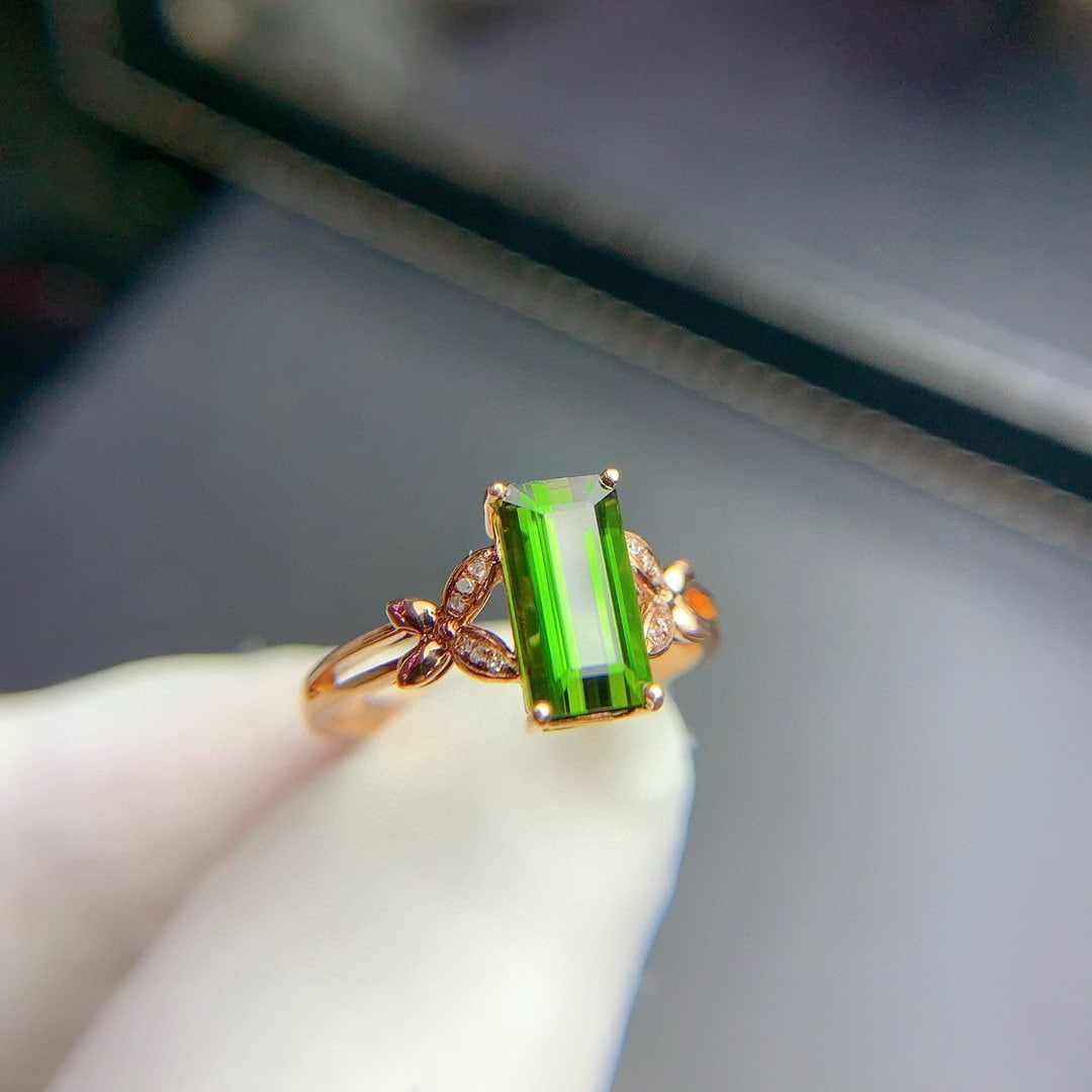 14k Gold 1.96 Ct Natural Tourmaline & Diamond Ring - 3