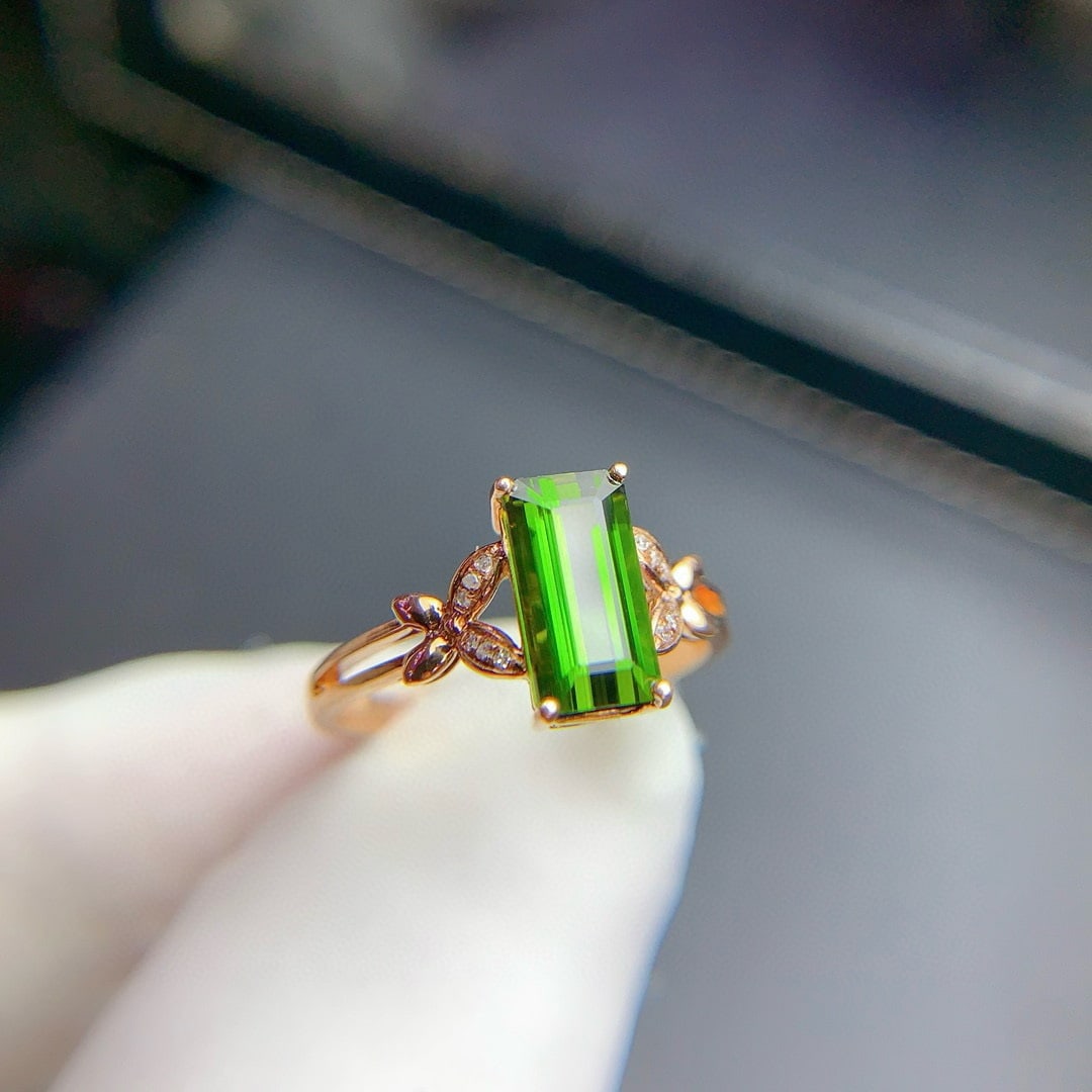 14k Gold 1.96 Ct Natural Tourmaline & Diamond Ring - 9