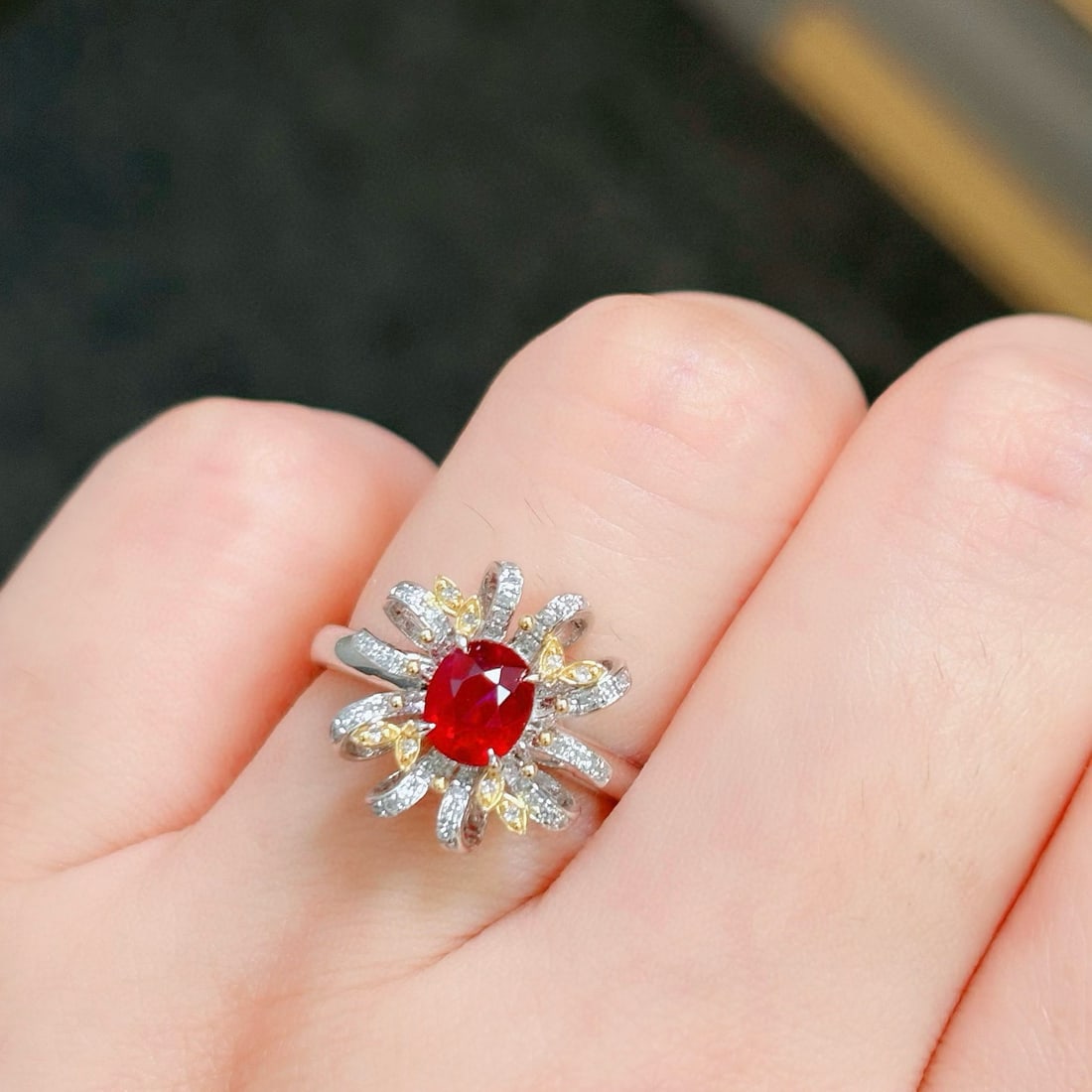 14k Gold 1.30 Ctw Natural Ruby & Diamond Ring - 6