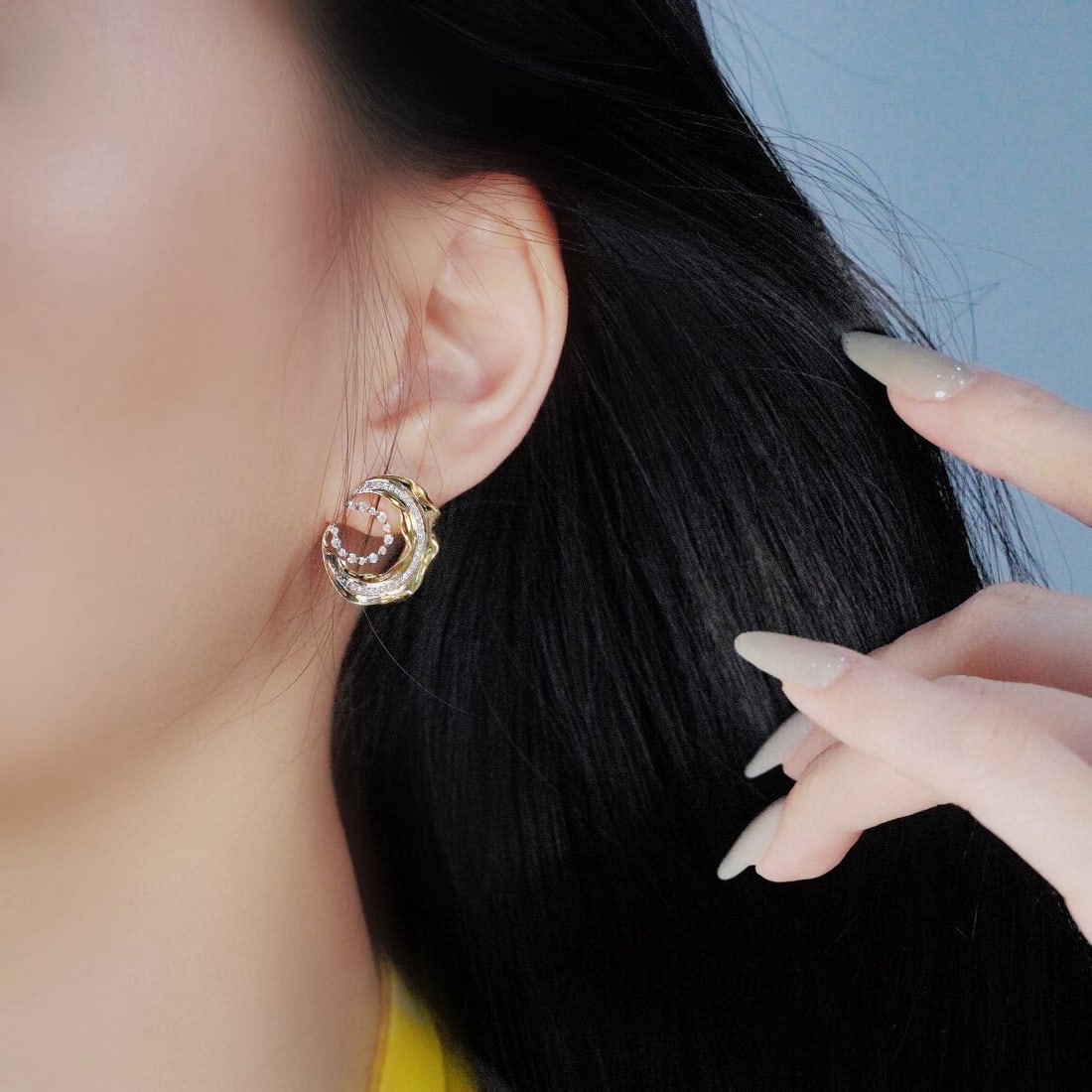 14k Gold 0.56 Ct Natural H Diamond Earrings - 5