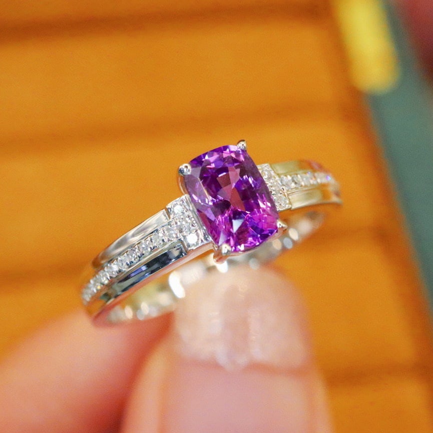 14k Gold 1.16 Ctw Natural Sapphire & Diamond Ring - 3