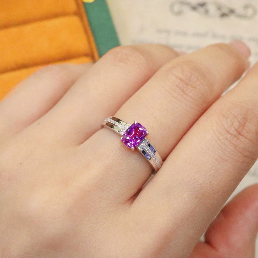 14k Gold 1.16 Ctw Natural Sapphire & Diamond Ring - 5