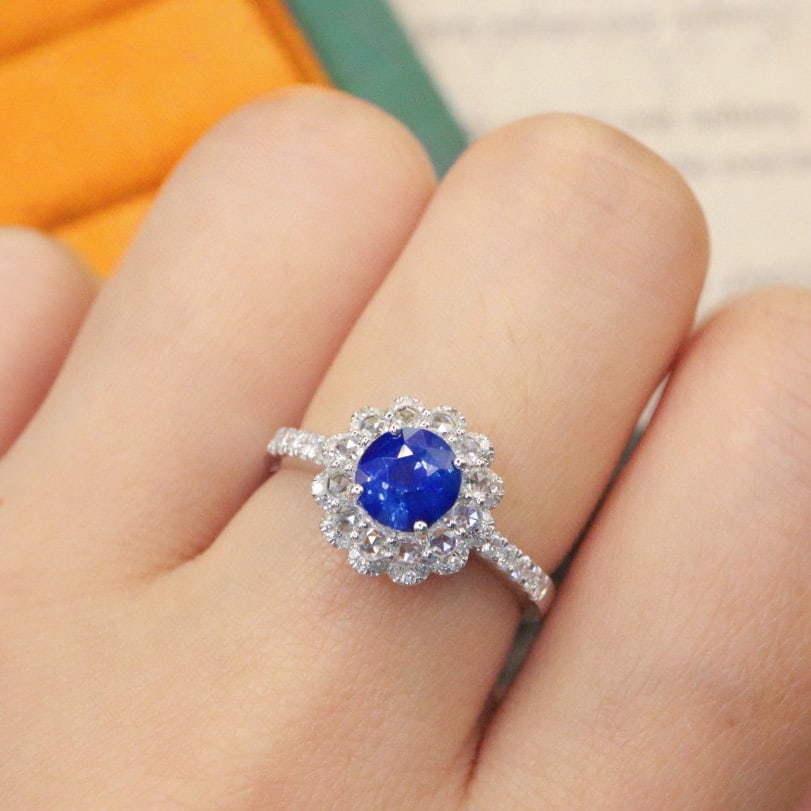 14k Gold 1.52 Ctw Natural Sapphire & Diamond Ring - 5