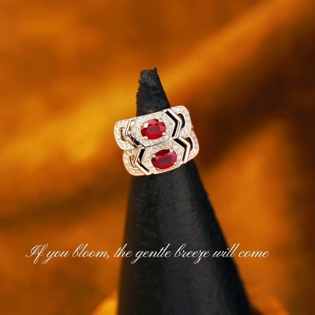 14k Gold 0.7 Ctw Vivid Red Natural Ruby & Diamond Earrings - 4