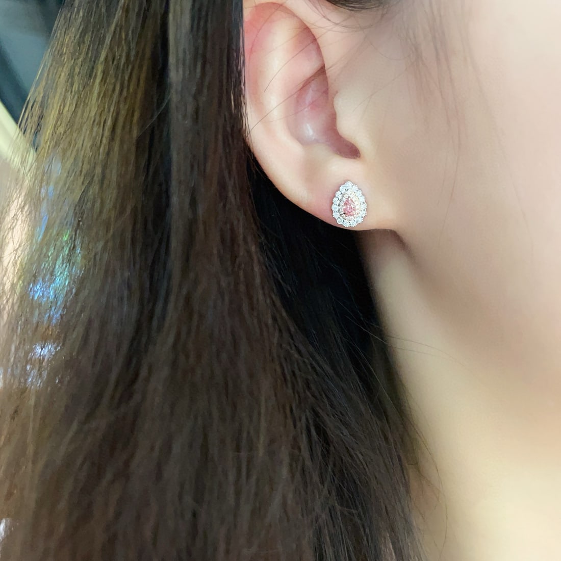 14k Gold 0.55 Ctw Natural Pink Diamond & Diamond Earrings - 4