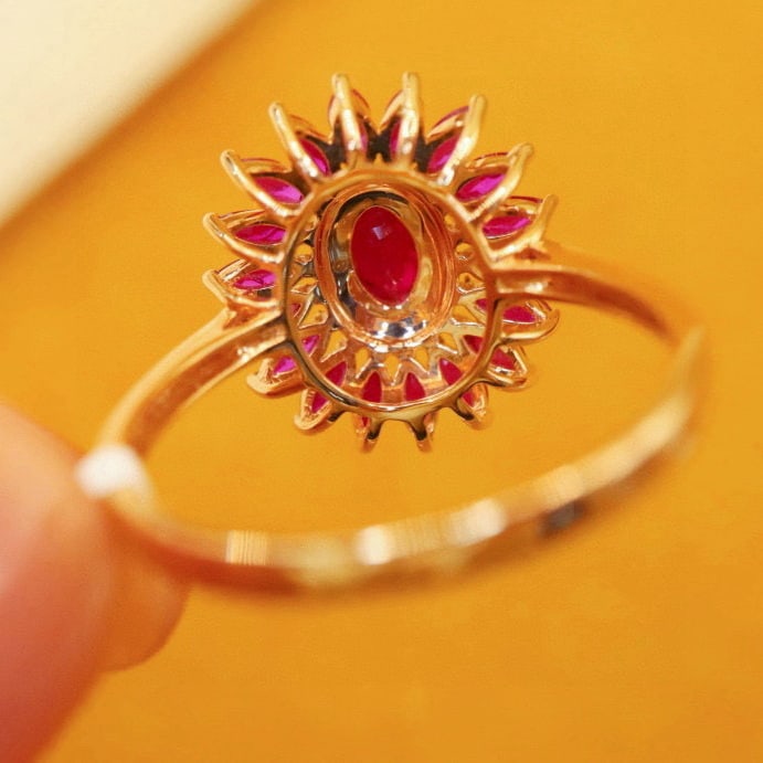 14k Gold 0.96 Ctw Natural Ruby & Diamond Ring - 5