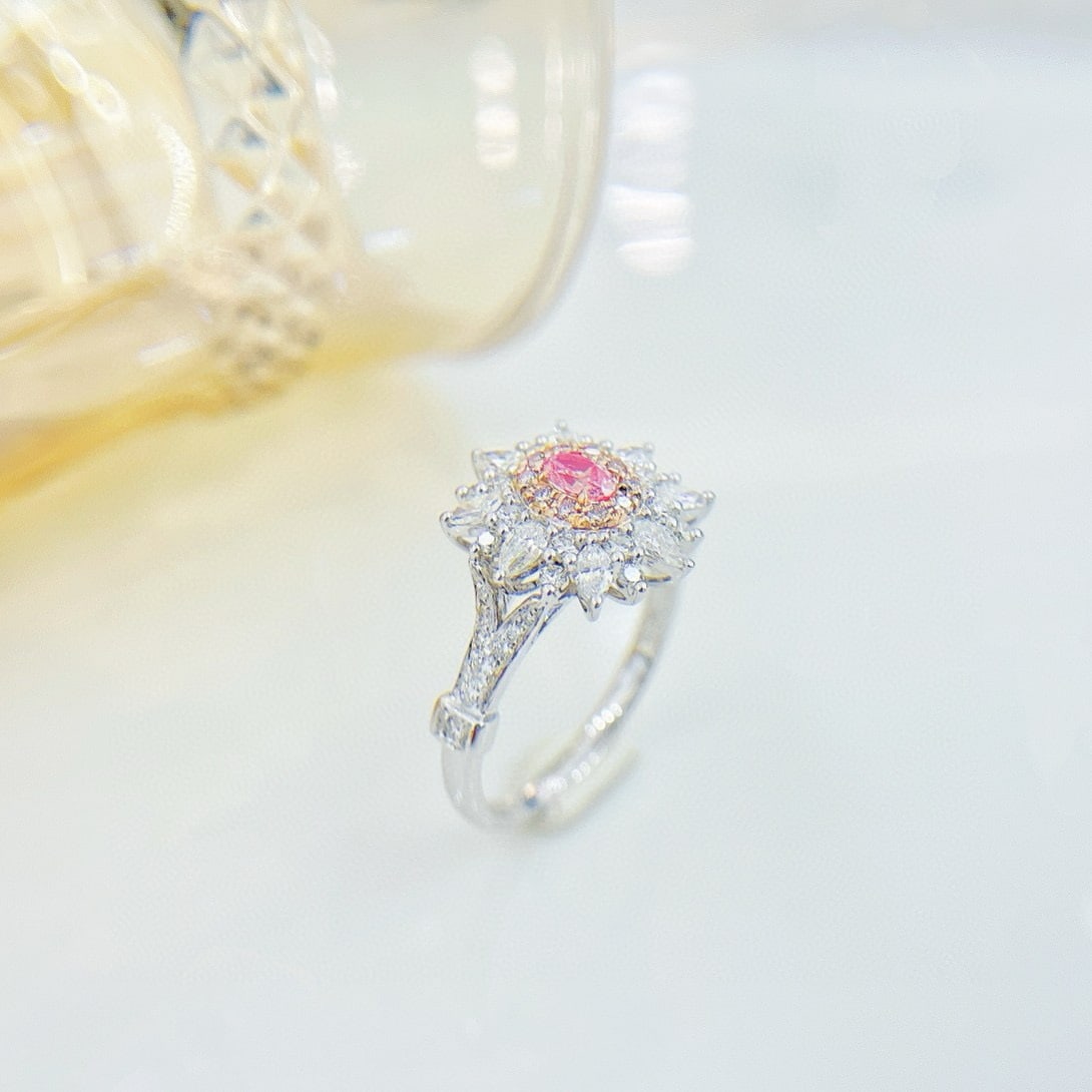 14k Gold 0.90 Ctw Natural Pink Diamond & Diamond Ring - 3