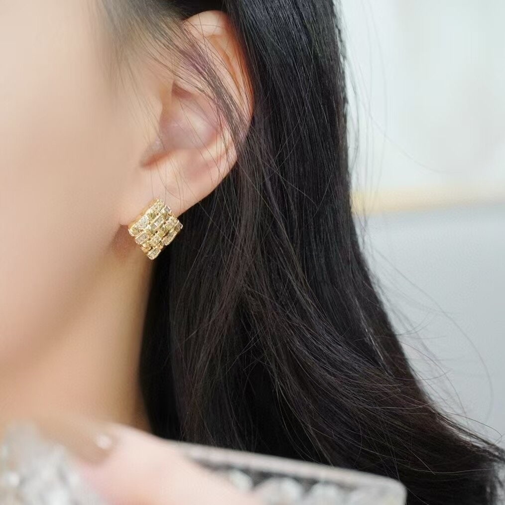 14k Gold 0.54 Ct Natural H Diamond Earrings - 5