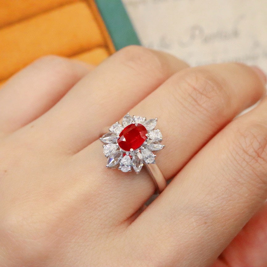 14k Gold 1.81 Ctw Natural Ruby & Diamond Ring - 5