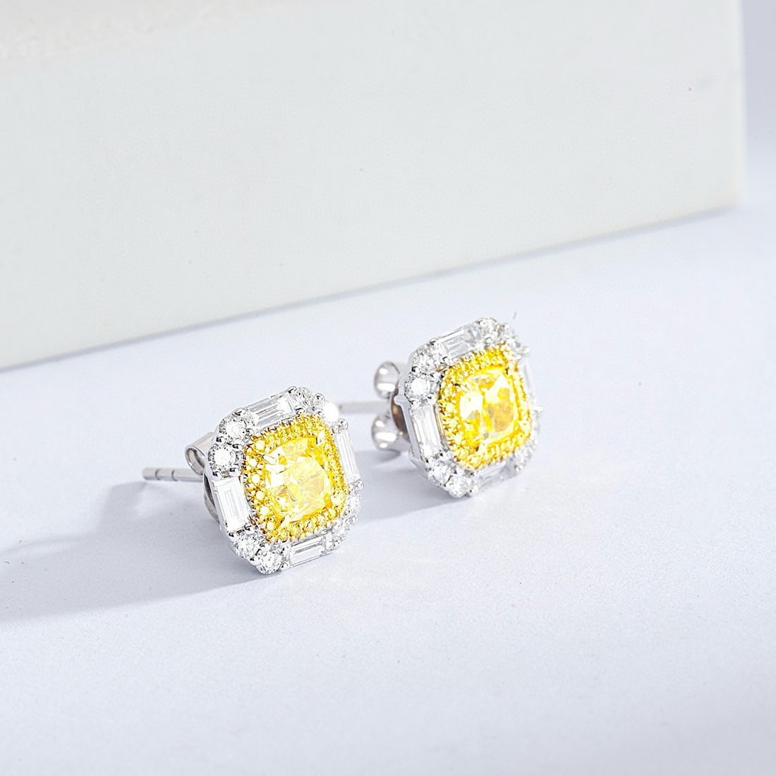 14k Gold 1.67 Ctw Natural Yellow Diamond & Diamond Earrings - 3