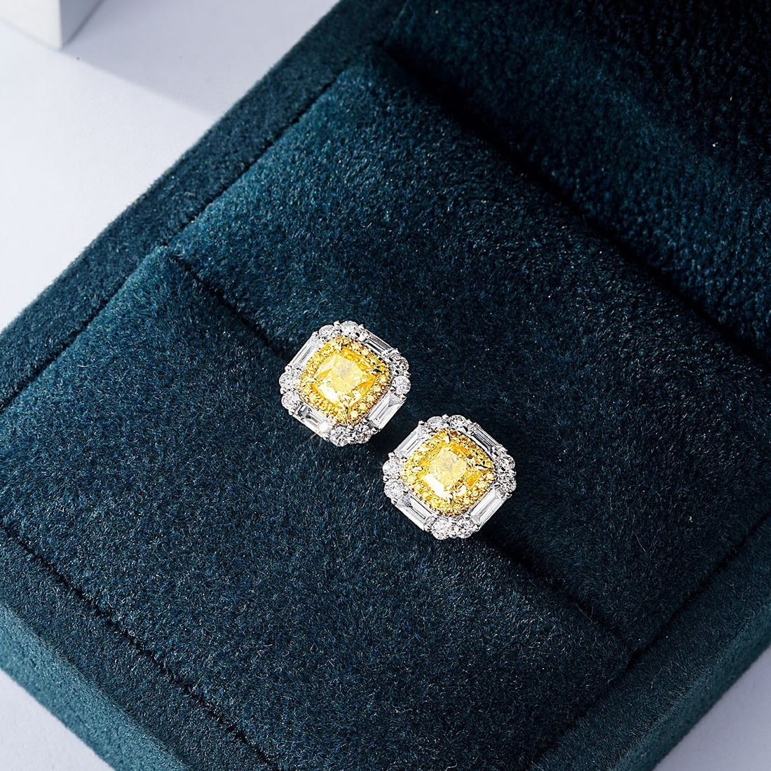 14k Gold 1.67 Ctw Natural Yellow Diamond & Diamond Earrings - 4