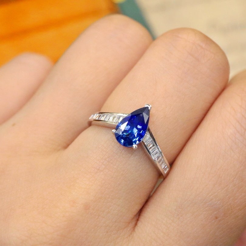 14k Gold 1.30 Ctw Natural Sapphire & Diamond Ring - 5