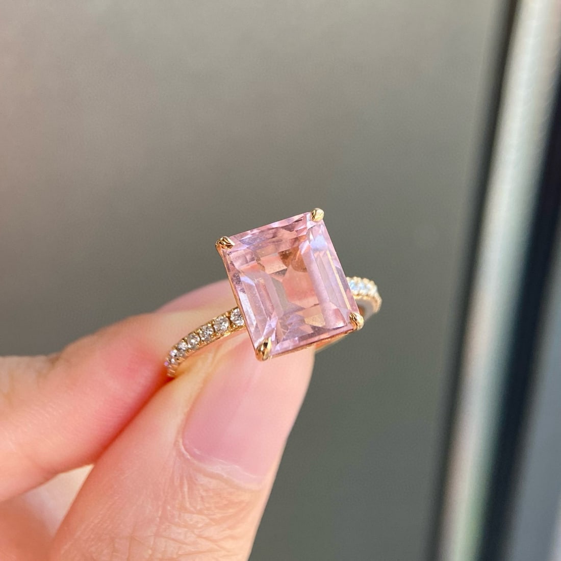 14k Gold 5.51 Ctw Natural Morganite & Diamond Ring - 3