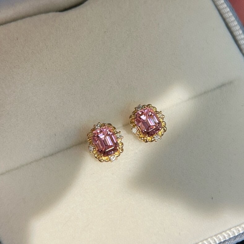 14k Gold 1.48 Ctw Natural Tourmaline & Diamond Earrings - 2