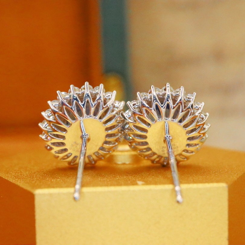 14k Gold 2.44 Ctw Natural Sapphire & Diamond Earrings - 4