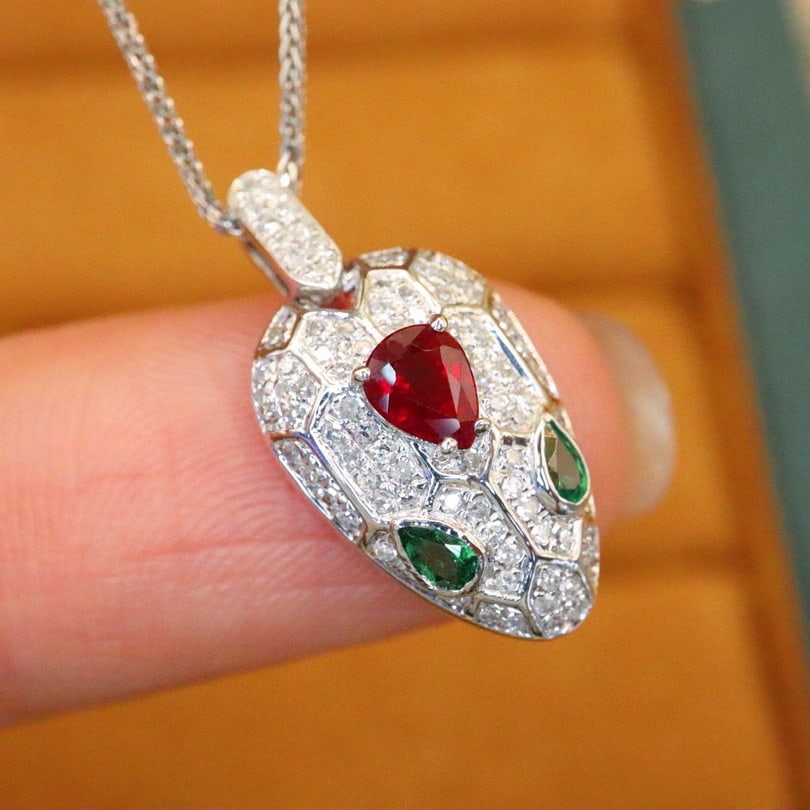 14k Gold 0.62 Ctw Vivid Red Natural Ruby & Diamond Pendant( Without Chain ) - 2