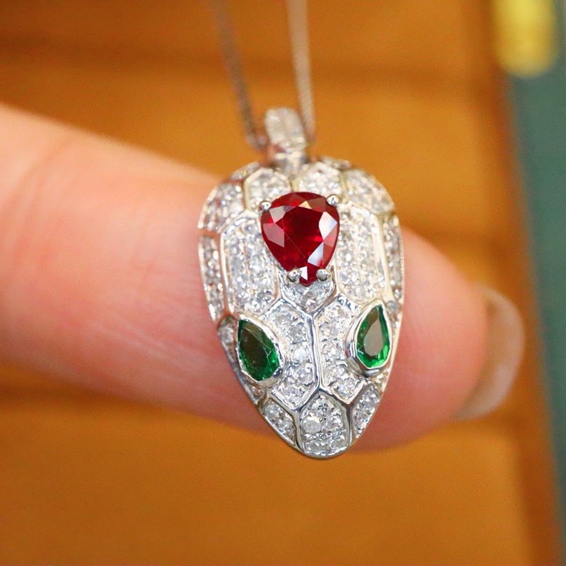 14k Gold 0.62 Ctw Vivid Red Natural Ruby & Diamond Pendant( Without Chain ) - 4