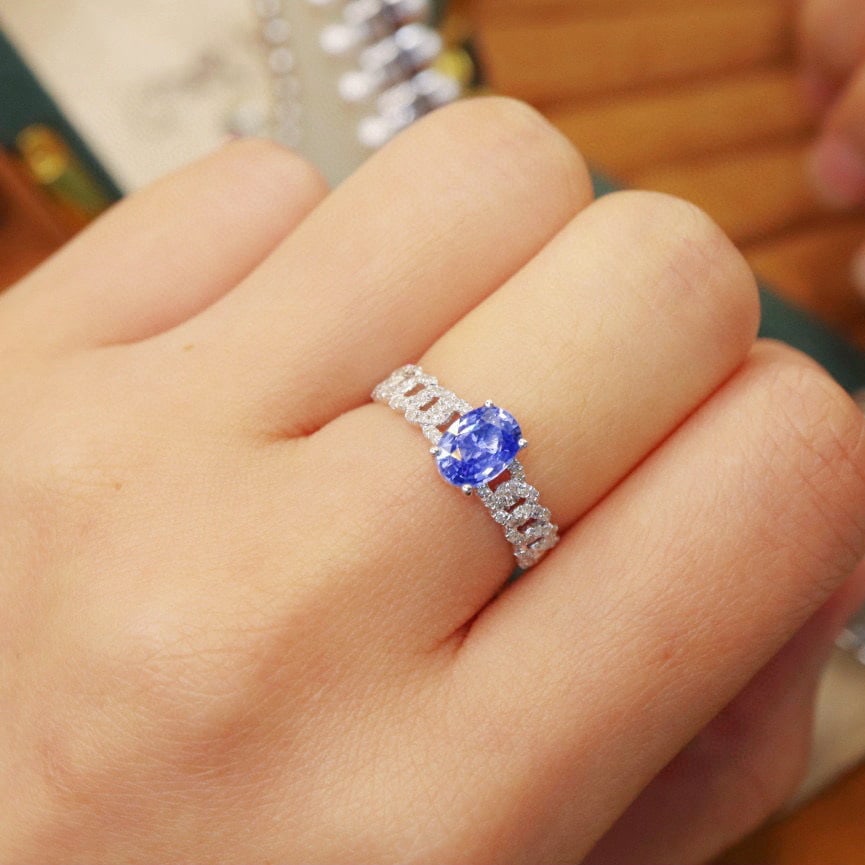 14k Gold 1.33 Ctw Natural Sapphire & Diamond Ring - 5