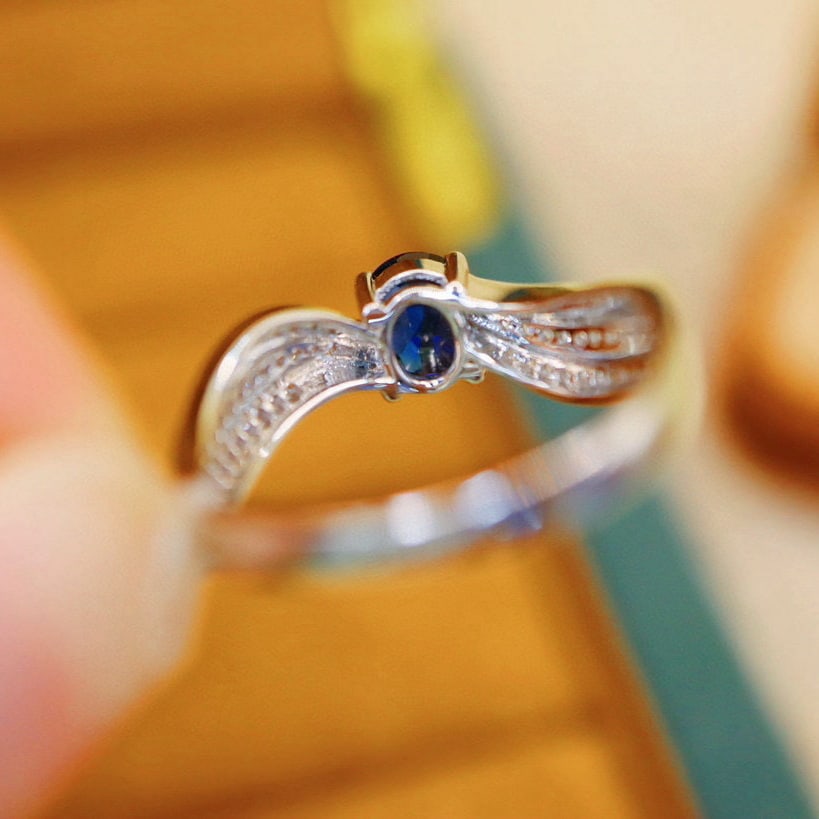 14k Gold 1.11 Ctw Natural Sapphire & Diamond Ring - 4