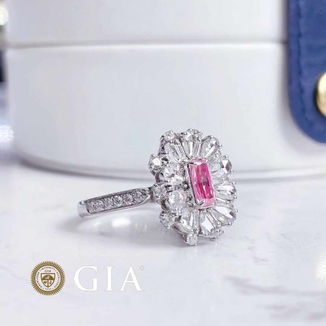 Gia Certified 14k Gold 1.74 Ctw Natural Pink Diamond & Diamond Ring/pendant( Without Chain ) - 2