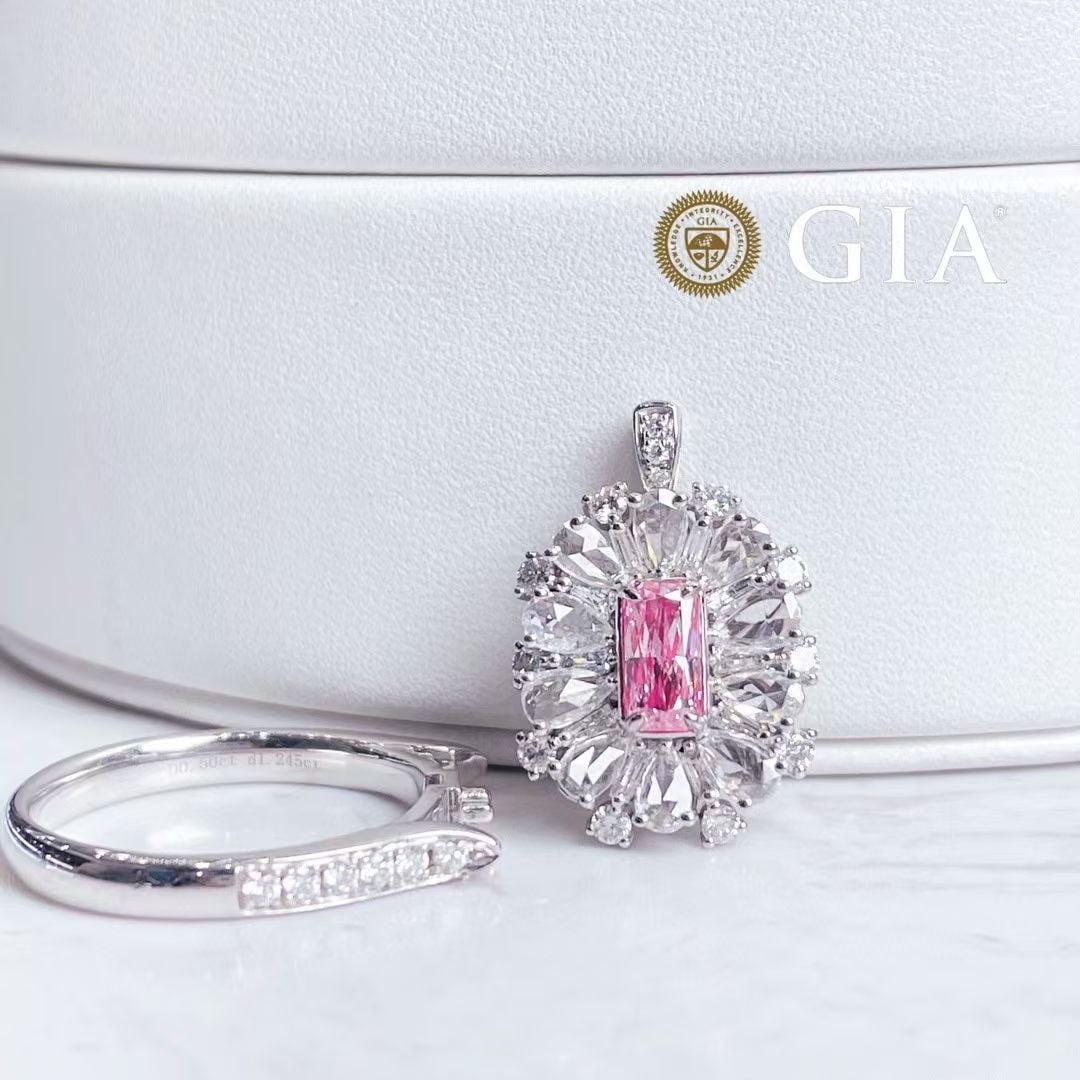 Gia Certified 14k Gold 1.74 Ctw Natural Pink Diamond & Diamond Ring/pendant( Without Chain ) - 3